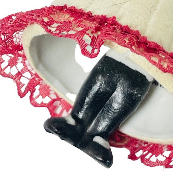 Porcelain Christmas Ornament Girl Holding Candle Bell Jasco Vintage - Picture 8 of 10